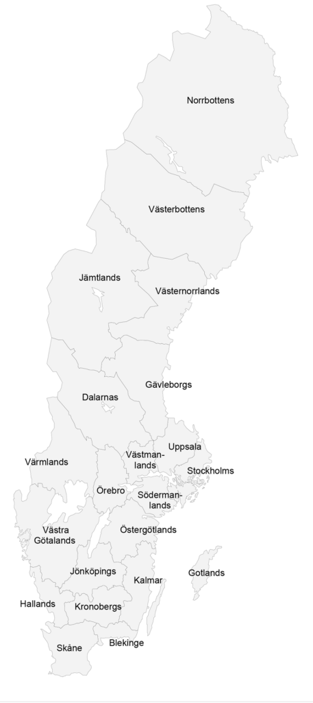Sverigekarta med län